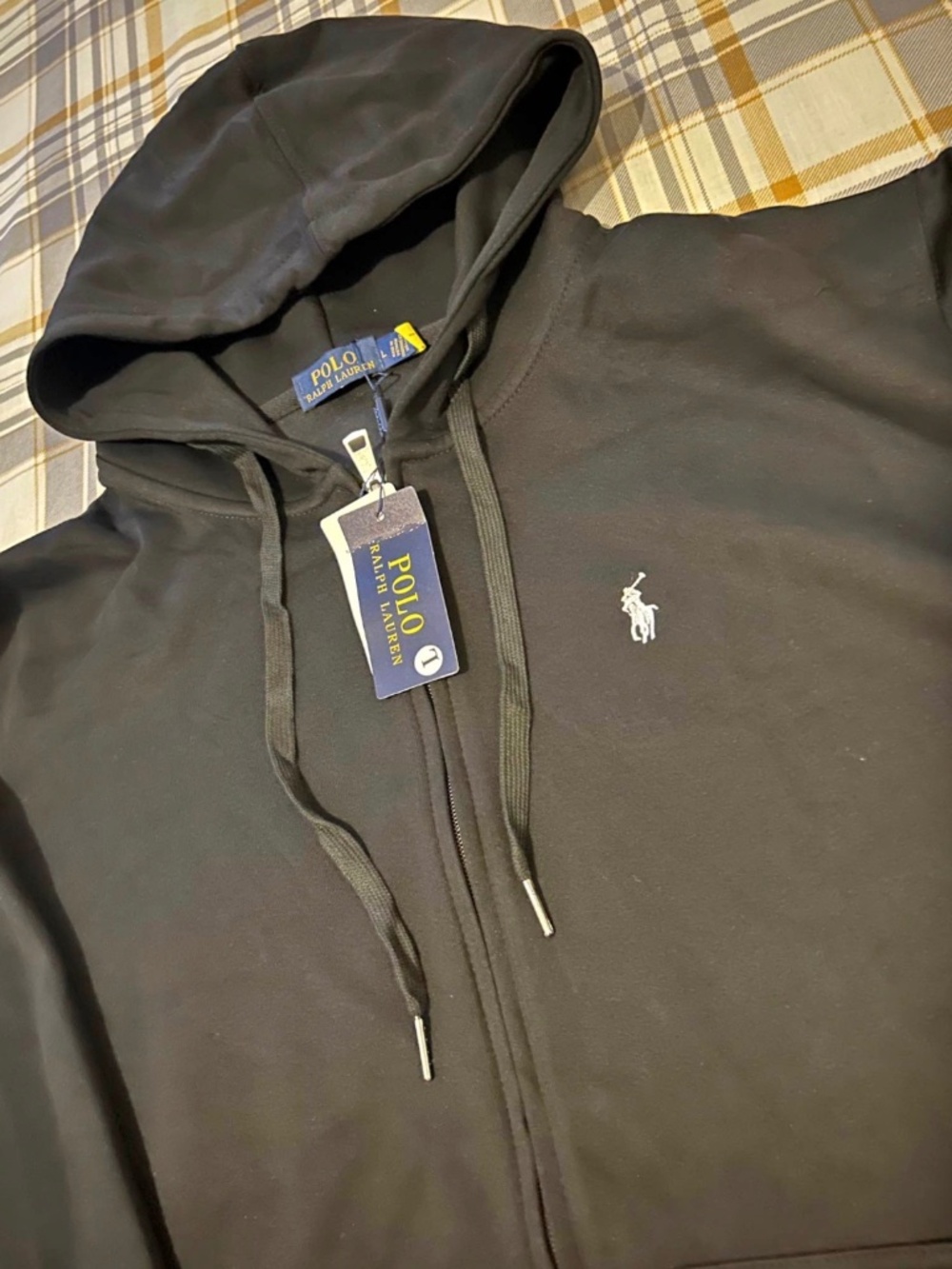 Brand New Polo Ralph Lauren Full Zip Hoodie Black - Size Large(fits like medium)